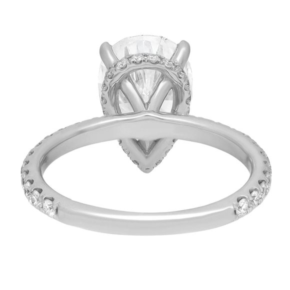 3.01Ctts Pear Shape Lab Grown & Natural Diamond Engagement Ring 18K White Gold - Picture 4 of 5